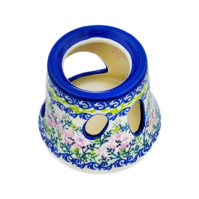 Polmedia Polish Pottery Heater - Lavender Harmony Pattern Handmade in Boleslawiec Poland + Certificate of Authenticity