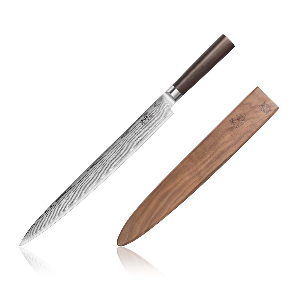Cangshan HAKU Series 12-Inch Sashimi Knife with Sheath, Forged X-7 Damascus Steel, 501127