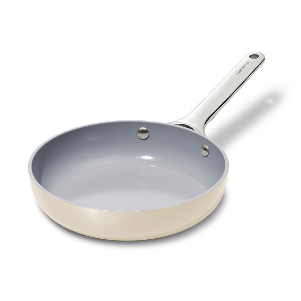 Caraway Nonstick Ceramic Mini Fry Pan (1.05 qt, 8") - Non Toxic, PTFE & PFOA Free - Oven Safe & Compatible with All Stovetops (Gas, Electric & Induction) - Cream