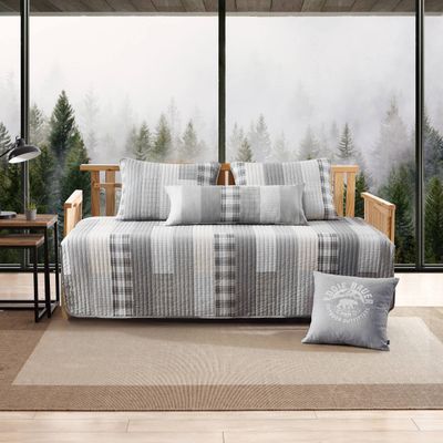 Eddie Bauer- Daybed Set, 4 Piece Cotton Bedding Set, All Season Lodge Home Dcor (Fairview Grey, Daybed)