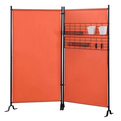 Proman Products FS17257 Galaxy II Indoor/Outdoor Room Divider (2-Panels, 36" w/Panel) with Accessory Rack 2 Wire Nets, 4 Plastic Bins, 4 Peg Hooks, 2 Wire Tray Baskets, Orange