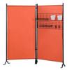 Proman Products FS17257 Galaxy II Indoor/Outdoor Room Divider (2-Panels, 36" w/Panel) with Accessory Rack 2 Wire Nets, 4 Plastic Bins, 4 Peg Hooks, 2 Wire Tray Baskets, Orange view 1