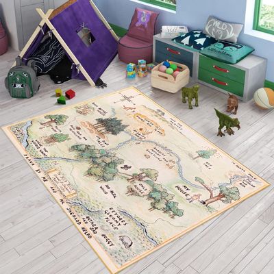 HomeLoft Basics Kids Room Rug, Pooh Bear Map, Soft Play Rug, 120x180cm