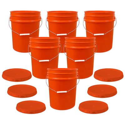ePackageSupply 5 Gallon Bucket with Airtight Lid | Made in USA | Food Grade | Heavy-Duty Premium HPDE Plastic | Durable 90 Mil All Purpose Pail | Easy Stack and Store | BPA Free | 6 Count