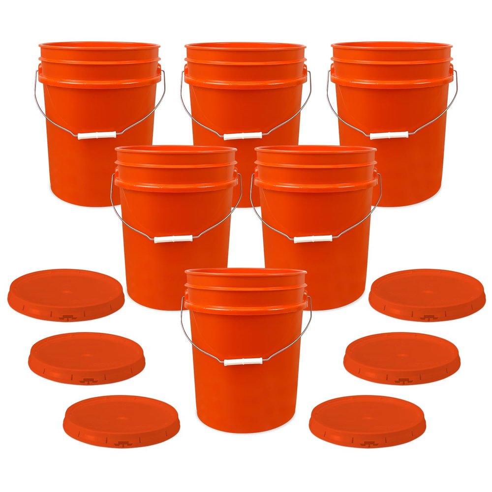 ePackageSupply 5 Gallon Bucket with Airtight Lid | Made in USA | Food Grade | Heavy-Duty Premium HPDE Plastic | Durable 90 Mil All Purpose Pail | Easy Stack and Store | BPA Free | 6 Count