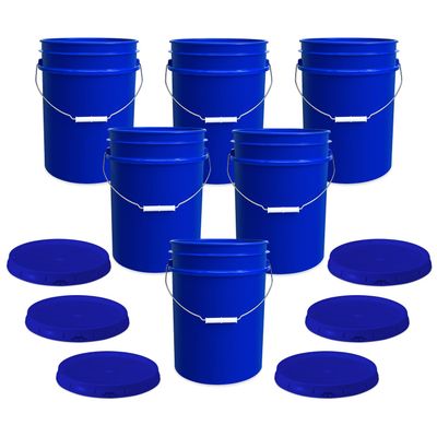 ePackageSupply 5 Gallon Bucket with Airtight Lid | Made in USA | Food Grade | Heavy-Duty Premium HPDE Plastic | Durable 90 Mil All Purpose Pail | Easy Stack and Store | BPA Free | 6 Count