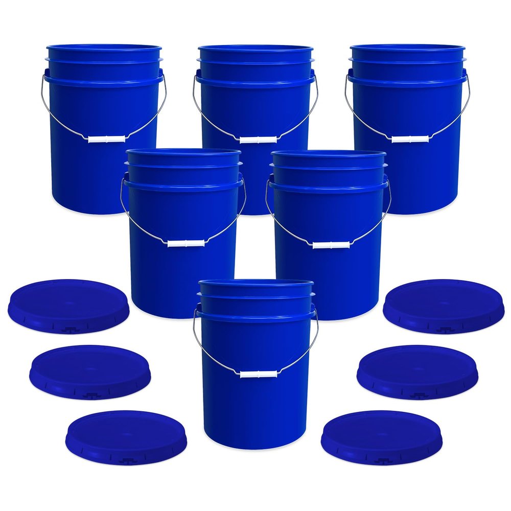 ePackageSupply 5 Gallon Bucket with Airtight Lid | Made in USA | Food Grade | Heavy-Duty Premium HPDE Plastic | Durable 90 Mil All Purpose Pail | Easy Stack and Store | BPA Free | 6 Count