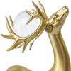 2PCS Deer Figurine Resin Couple Deer Sculpture Animal Art Crafts Ornament for Christmas Home Office Tabletop Decoration - Golden view 2