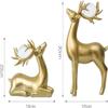 2PCS Deer Figurine Resin Couple Deer Sculpture Animal Art Crafts Ornament for Christmas Home Office Tabletop Decoration - Golden view 4