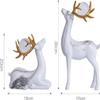 2PCS Deer Figurine Resin Couple Deer Sculpture Animal Art Crafts Ornament for Christmas Home Office Tabletop Decoration - White view 2