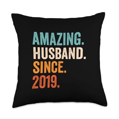 Amazing Husband Since 2019 6th wedding anniversary 6 years Throw Pillow