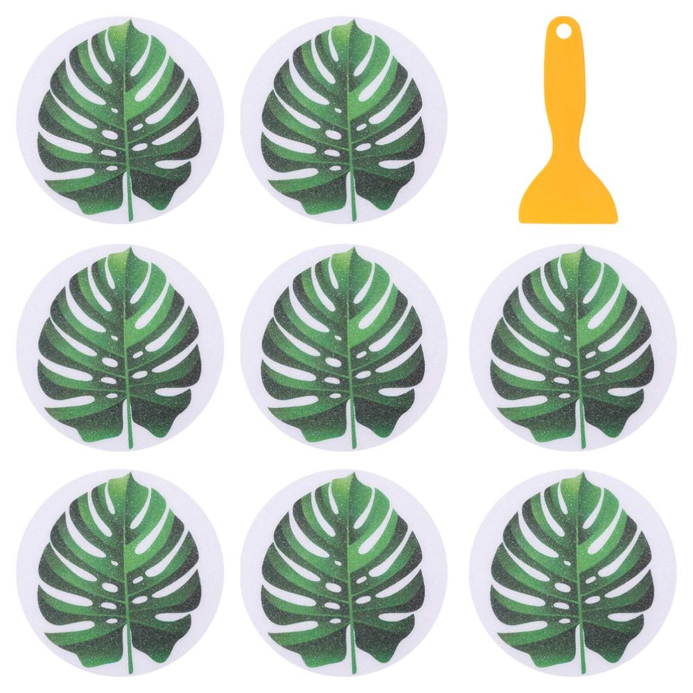 DOITOOL 8pcs Bathtub Stickers Leaf Pattern Diameter Self-Adhesive Decals for for Bathroom Kitchen and Swimming Pool Use
