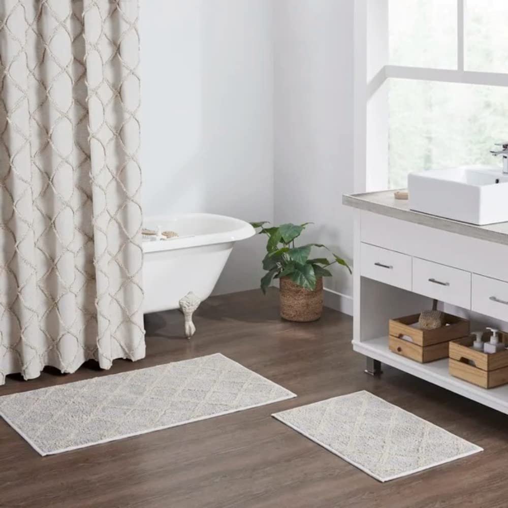 1 Piece Beautiful Oatmeal Tan Bath Rugs for Bathroom Size 20'' x 30'' | Farmhouse Touch, Extra Soft Smooth Ultra Plush, Textured Tufted Weave, Modern Style | Non Slip Backing Comfortable Classy