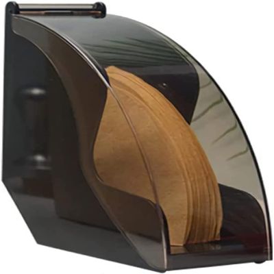 Coffee Filter Holder Coffee Filter Storage Box with Cover Filter Paper Holder for Coffee Shop/Home (Color : Black)