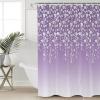 Vivid White Floral Painting on Purple Ombre Background Shower Curtain for Bathroom 60" x 72", Shower Curtain with Hooks Polyester Waterproof Home Bathtub Decor view 1