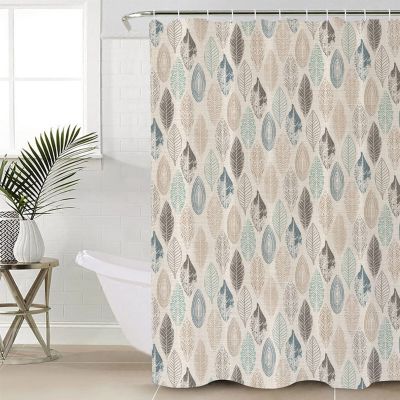 Abstract Leaves Shower Curtain for Bathroom 72" x 72", Blue Green Brown Leaf Art Plants Shower Curtain with Hooks Polyester Waterproof Home Bathtub Decor