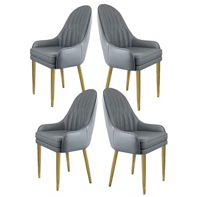 YXCUIDP Faux Leather Dining Chairs Set of 4 Kitchen Counter Chairs Living Room Side Chairs with Thick Cushion & Gold Metal Base(H)