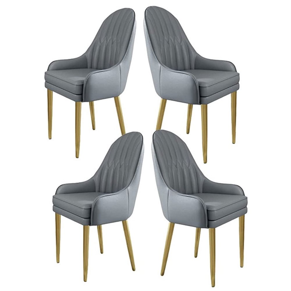 YXCUIDP Faux Leather Dining Chairs Set of 4 Kitchen Counter Chairs Living Room Side Chairs with Thick Cushion & Gold Metal Base(H)
