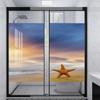 Yellow Blue Privacy Window Film Frosted Fish Scallop Seashell Earth No Glue Glass Sticker for Glass Door Bathroom livingroom Office Nautical Theme 35.4Wx78.7L-inch x2 Pcs view 1