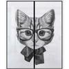 Black White Grey Window Sticker Non-Adhesive Glass Film Cute Kitten with Glasses Image Etched Vinyl Stained Glass Film Static Cling Window Decal Animal 35.4Wx78.7L-inch x2 Pcs view 4