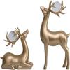 2PCS Deer Figurine Resin Couple Deer Sculpture Animal Art Crafts Ornament for Christmas Home Office Tabletop Decoration - Copper view 1