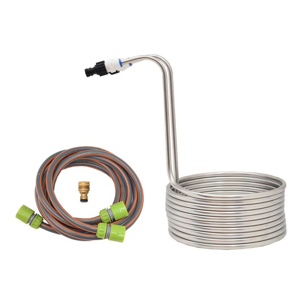 Immersion Chiller, Stainless Steel Cooling Coil Tube Wort Chiller, Super Effective Heat Exchanger Homebrew Beer Cooler (Color : Complete set of cooling equipment)