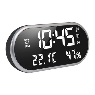 Feiyx Alarm Clock, Digital Clock with Alarm, Brightness Dimmer USB Adjustable Volume 12/24Hr, Alarm Clock for Bedrooms (Color : Black)