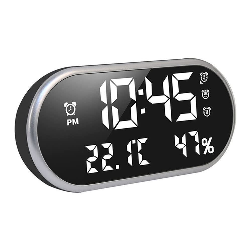 Feiyx Alarm Clock, Digital Clock with Alarm, Brightness Dimmer USB Adjustable Volume 12/24Hr, Alarm Clock for Bedrooms (Color : Black)