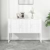 GOLINPEILO Metal Sideboard Storage Cabinet with 3 Doors, Steel Storage Cabinet for Living Room,Home,Hotel,Office,Garage, White 41.3"x13.8"x29.5" Steel view 1