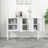 GOLINPEILO Metal Sideboard Storage Cabinet with 3 Doors, Steel Storage Cabinet for Living Room,Home,Hotel,Office,Garage, White 41.3"x13.8"x29.5" Steel view 4