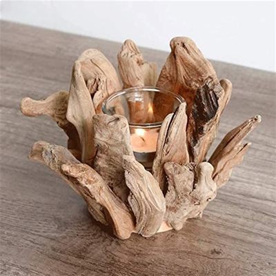 ALHJ European Style Wooden Candle Holders Candle Light Stand Romantic Candlelight Dinner Accessories Home Decoration Small Ornaments (Color : OneColor)