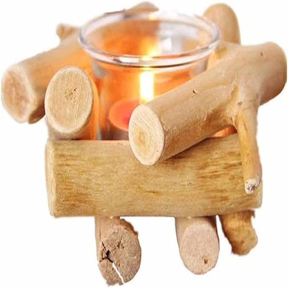 ALHJ Simple Natural Log Tree Branch Candle Holder Incense Candle Cup Romantic Home Furnishing Candle Holder (Color : OneColor)
