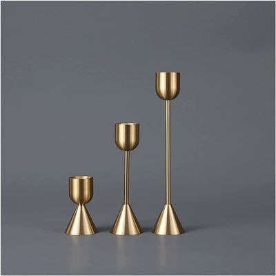 ALHJ Aluminum Art Candle Holder Ornaments Household Metal Candle Holder Base Golden Props Table Ornaments (Color : OneColor)