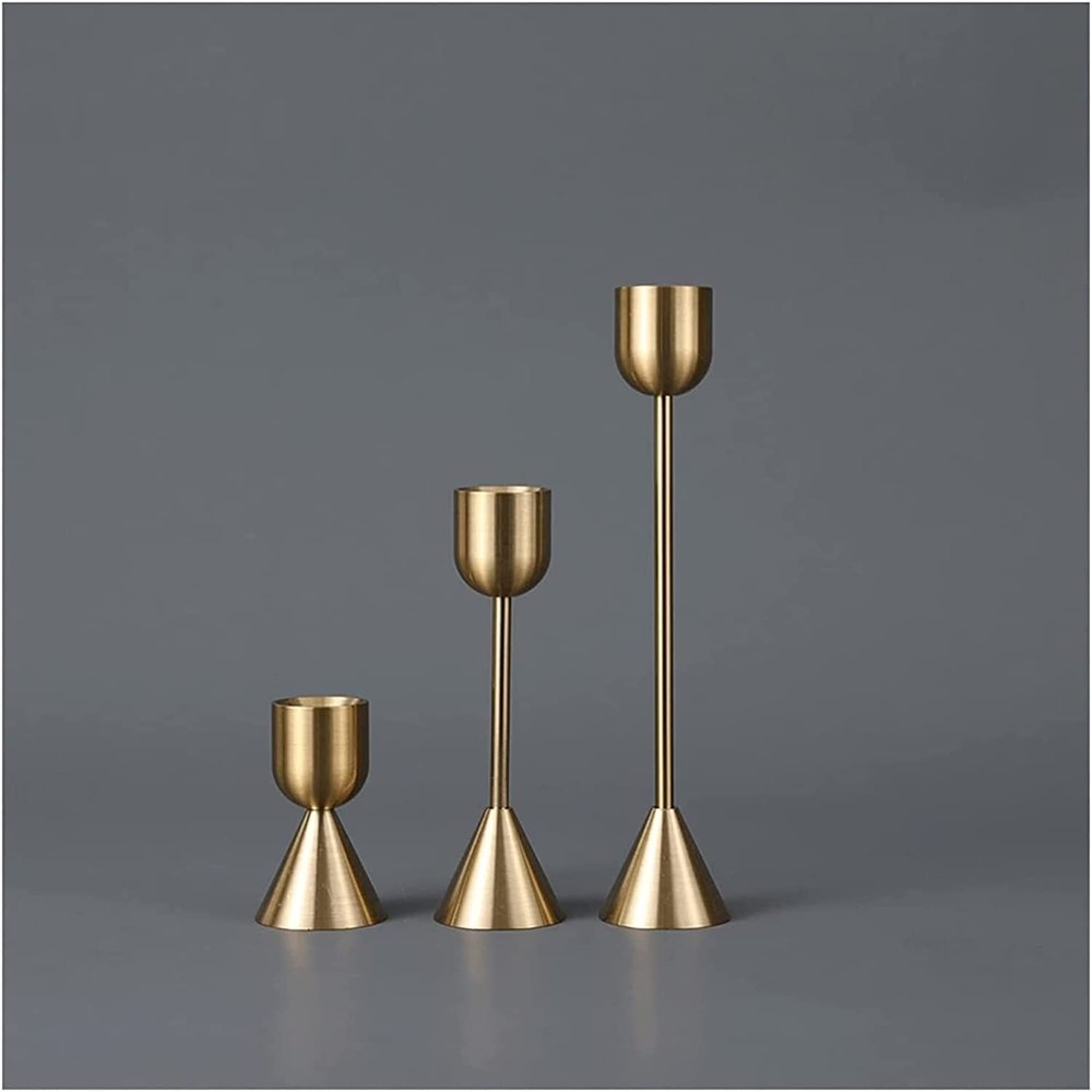 ALHJ Aluminum Art Candle Holder Ornaments Household Metal Candle Holder Base Golden Props Table Ornaments (Color : OneColor)