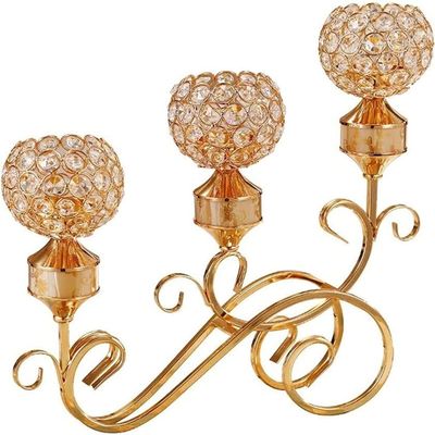 ALHJ Golden Crystal Candle Holder Core Accessories 3 Candle Holders for Wedding Valentine Table Decoration (Color : OneColor)