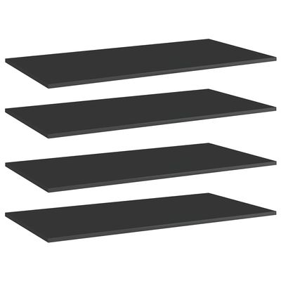 GOLINPEILO 4 pcs Bookshelf Boards Chipboard Replacement Panels Storage Units Organizer Display Shelves, High Gloss Black 39.4"x19.7"x0.6"