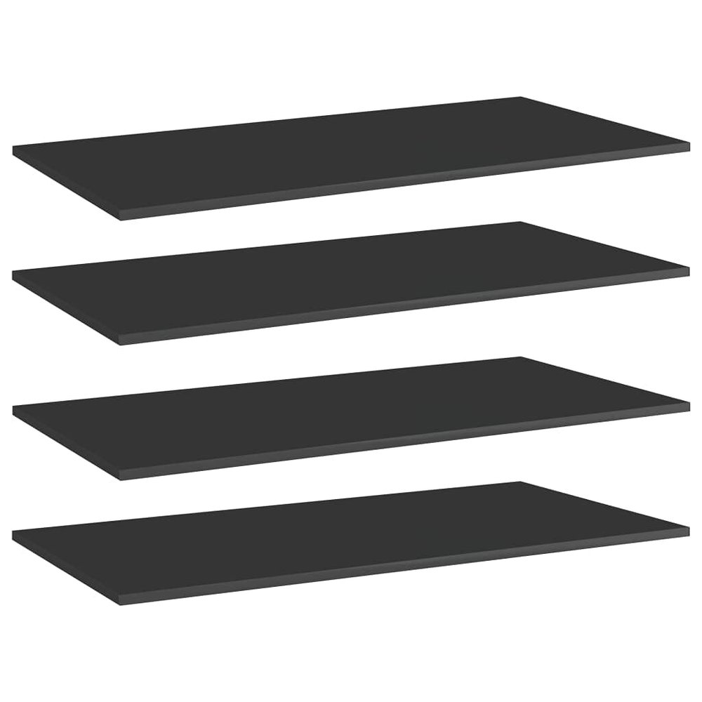 GOLINPEILO 4 pcs Bookshelf Boards Chipboard Replacement Panels Storage Units Organizer Display Shelves, High Gloss Black 39.4"x19.7"x0.6"