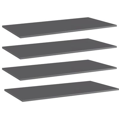GOLINPEILO 4 pcs Bookshelf Boards Chipboard Replacement Panels Storage Units Organizer Display Shelves, High Gloss Gray 39.4"x19.7"x0.6"