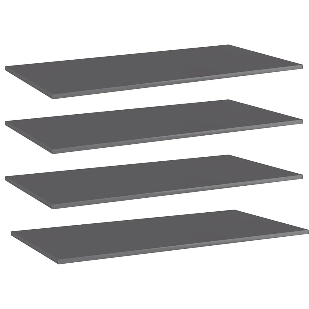 GOLINPEILO 4 pcs Bookshelf Boards Chipboard Replacement Panels Storage Units Organizer Display Shelves, High Gloss Gray 39.4"x19.7"x0.6"