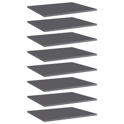 GOLINPEILO 8 pcs Bookshelf Boards Chipboard Replacement Panels Storage Units Organizer Display Shelves, High Gloss Gray 23.6"x19.7"x0.6"