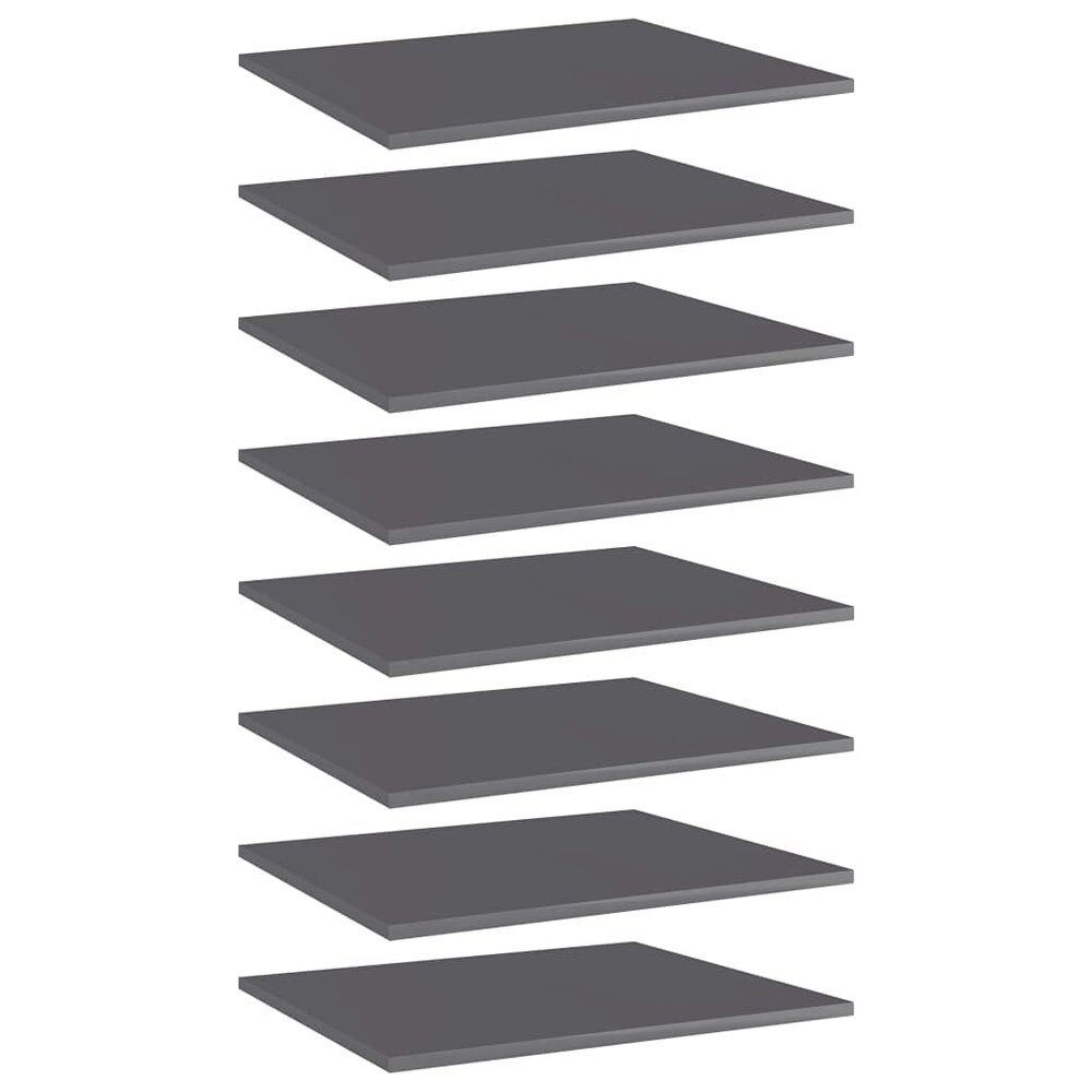 GOLINPEILO 8 pcs Bookshelf Boards Chipboard Replacement Panels Storage Units Organizer Display Shelves, High Gloss Gray 23.6"x19.7"x0.6"