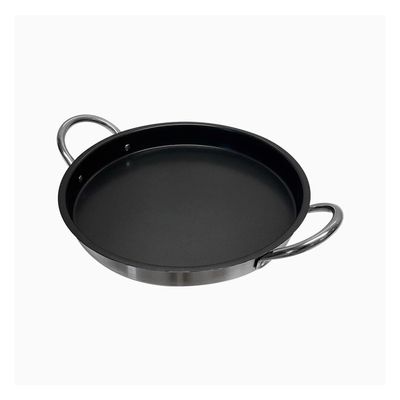 Thaweesuk Shop New 21 Inches Non Stick Round Heavy Duty Stainless Steel Comal Griddle Pan Grill Fry Flat Tray Dash Maker Pancakes Cook Equa Kitchen Home Commercial Diameter 21" x Depth 2" of Set