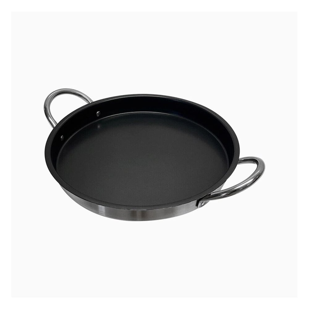 Thaweesuk Shop New 21 Inches Non Stick Round Heavy Duty Stainless Steel Comal Griddle Pan Grill Fry Flat Tray Dash Maker Pancakes Cook Equa Kitchen Home Commercial Diameter 21" x Depth 2" of Set