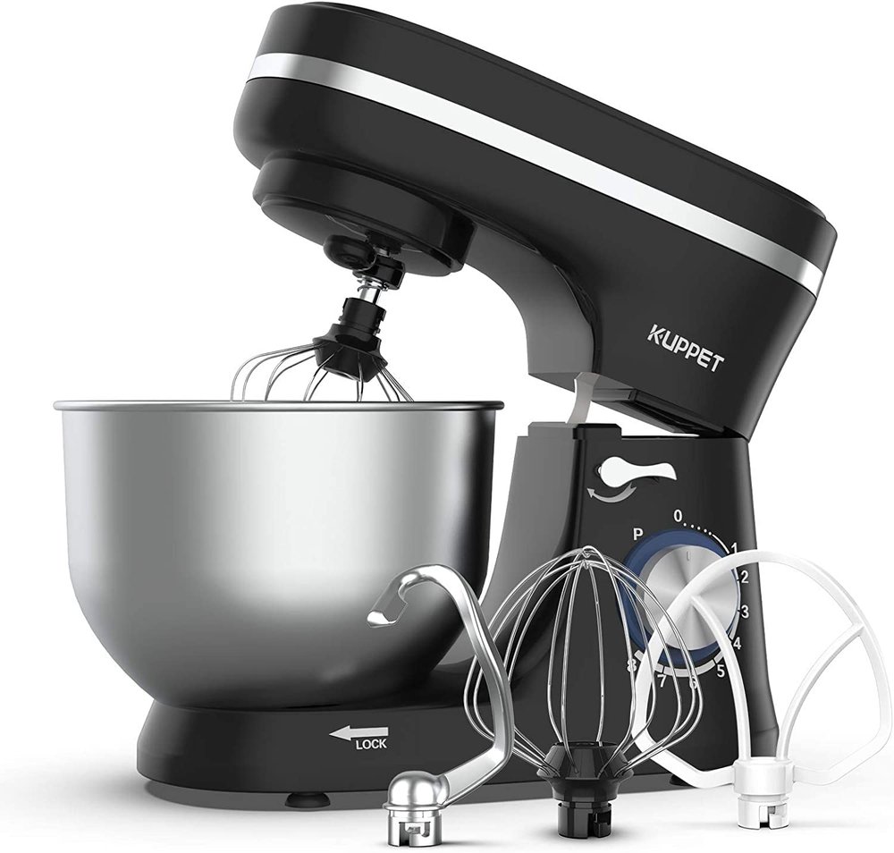 8 Speed Electric, 3 in 1 Stand Mixer, 4.7QT Stainless Steel Bowl - Black