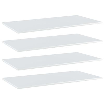 GOLINPEILO 4 pcs Bookshelf Boards Chipboard Replacement Panels Storage Units Organizer Display Shelves, High Gloss White 39.4"x19.7"x0.6"