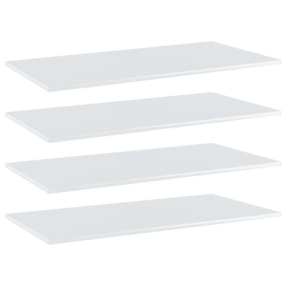 GOLINPEILO 4 pcs Bookshelf Boards Chipboard Replacement Panels Storage Units Organizer Display Shelves, High Gloss White 39.4"x19.7"x0.6"