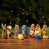 Colorful Nativity Set, Christmas Decorations, Collectible Figurines, Baby Jesus Holy Family Manger Scene, Indoor Home Decor for Mantel, Shelf, Tables, Little People, Kids Room, Ceramic, 8pcs view 1