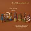 Colorful Nativity Set, Christmas Decorations, Collectible Figurines, Baby Jesus Holy Family Manger Scene, Indoor Home Decor for Mantel, Shelf, Tables, Little People, Kids Room, Ceramic, 8pcs view 3