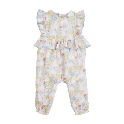 Mud Pie Unisex Kids Casual Floral Pinafore Set, Multi, 12M US