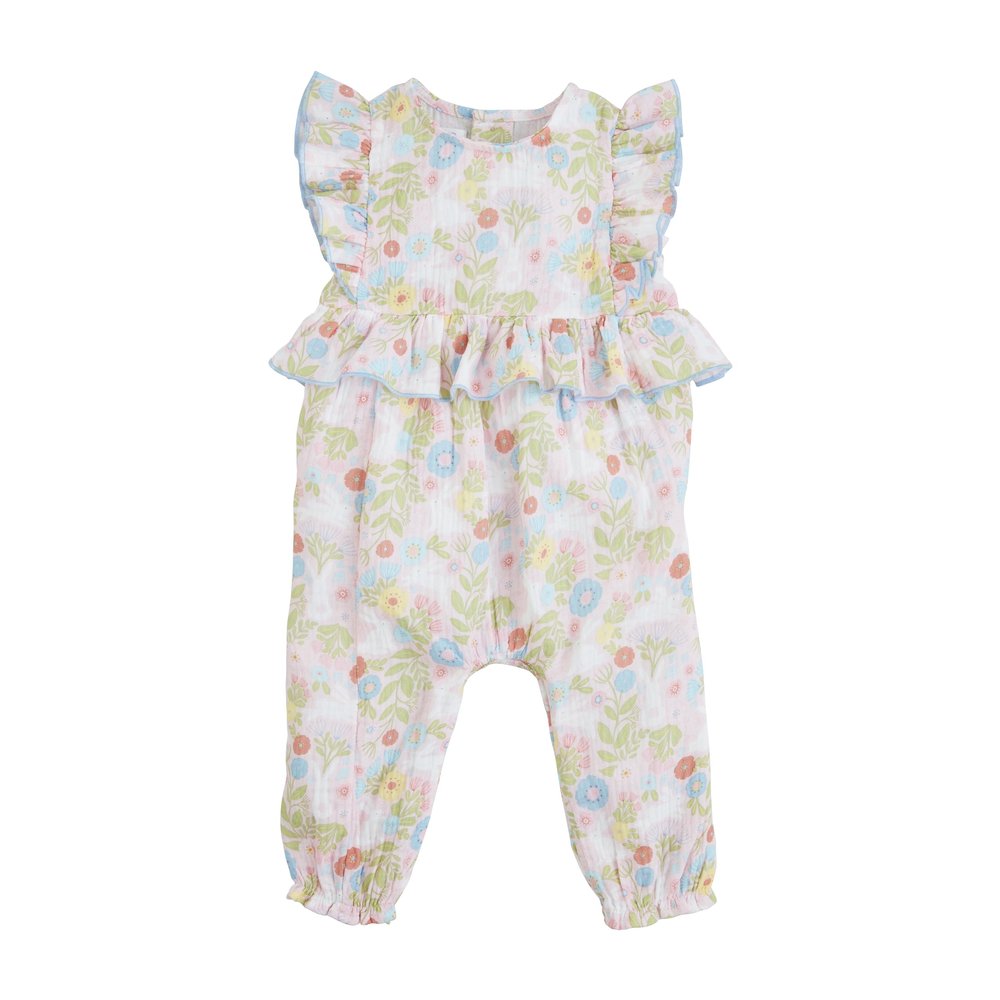 Mud Pie Unisex Kids Casual Floral Pinafore Set, Multi, 12M US